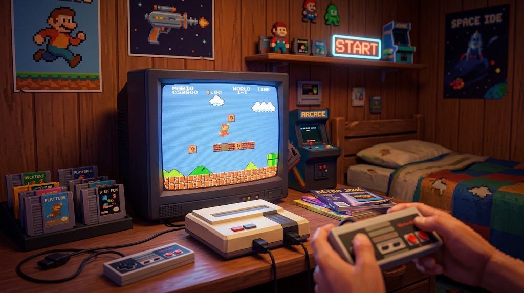 Minute 1-2 — Le test 8-bit. Lance Super Mario Bros